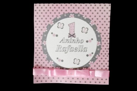 Convite Marrom com Rosa.